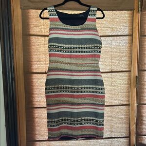 The Limited Navy and Coral Sheath Mini Dress Scoop Neck Sleeveless